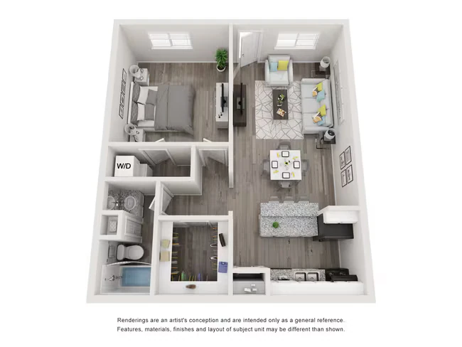 1 Bedroom 1 Bath 130 floor plan